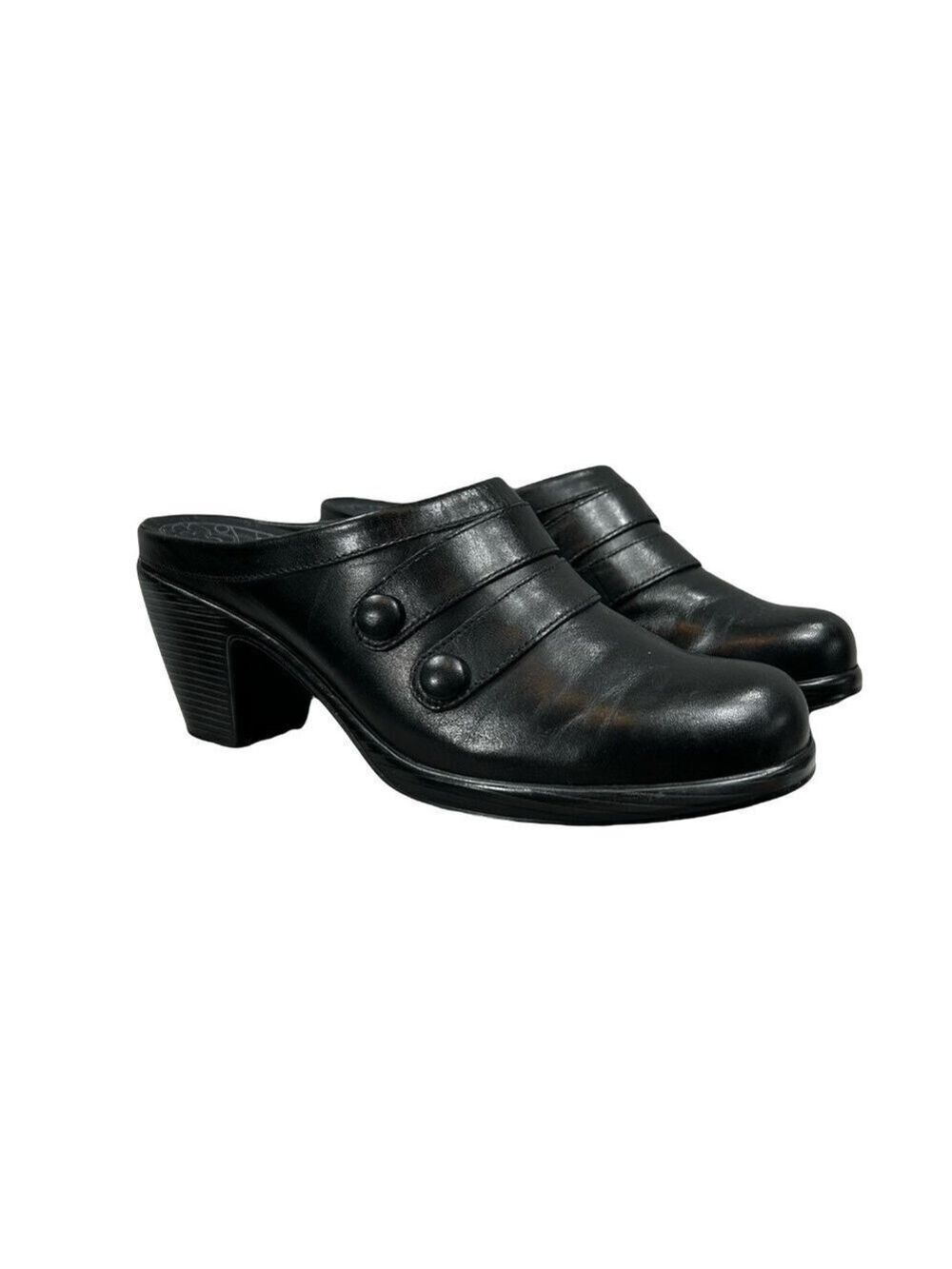 Dansko Blake Black Leather Slip-On Mule Clog Heel Shoes Size 9